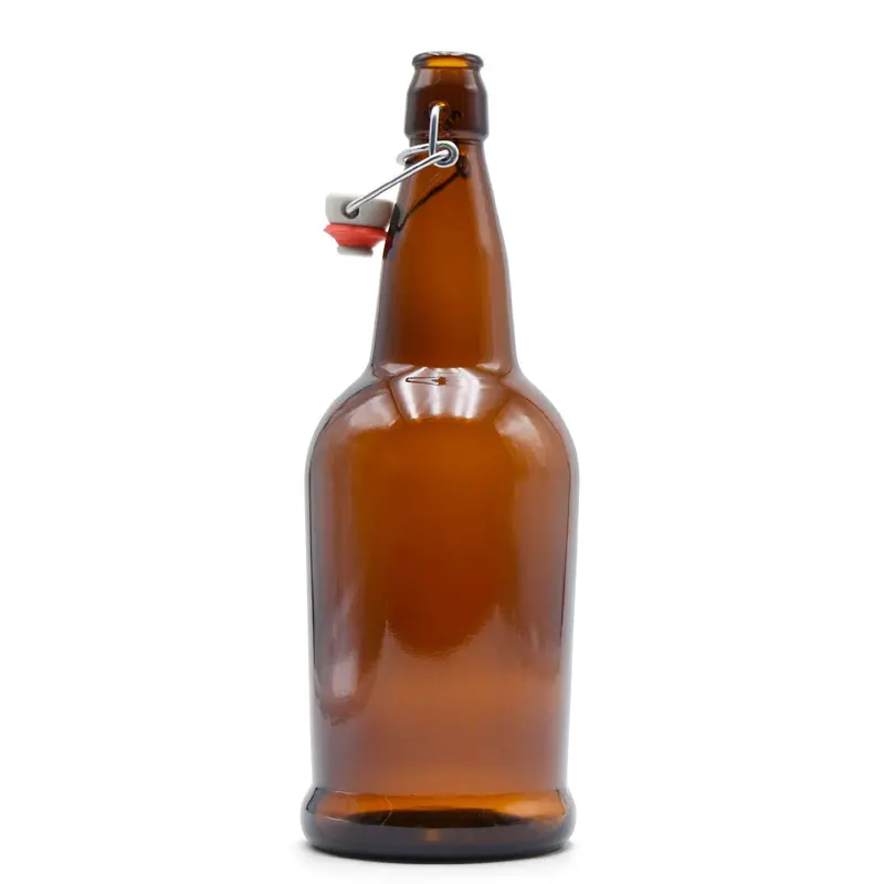 1-Liter Brown Ez Cap Swing-Top Bottles 1