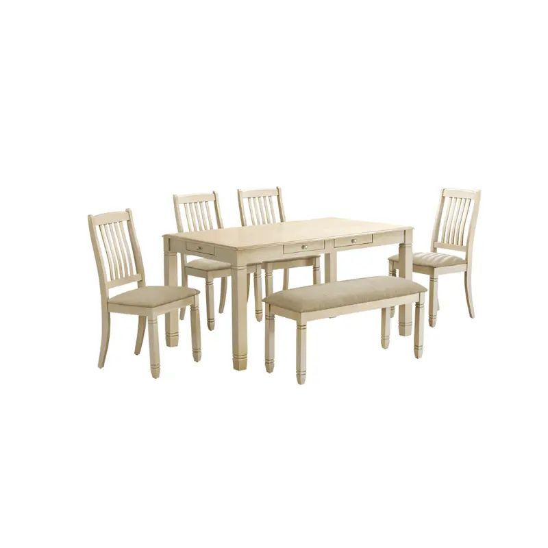 Antique White Veneer Dining Table – Monarch Collection (I1264) 1