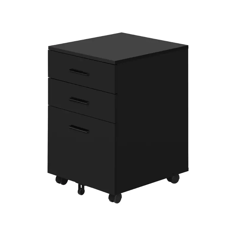 Black Mobile File Cabinet With Three Drawers – Monarch Model I7781 1