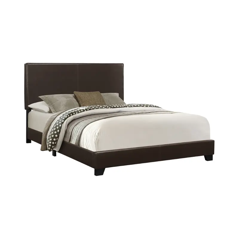 Brown Faux-Leather Queen Bed Base – Monarch Model I5910Q 1