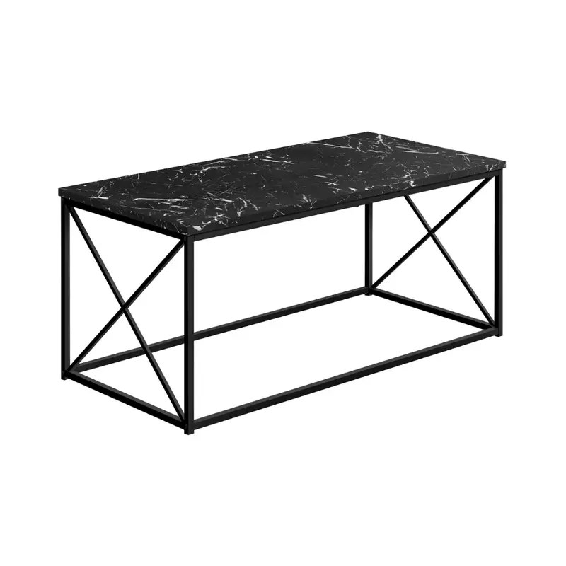 Dark Marble-Effect Black Metal Living Room Table – Monarch Model I3783 1
