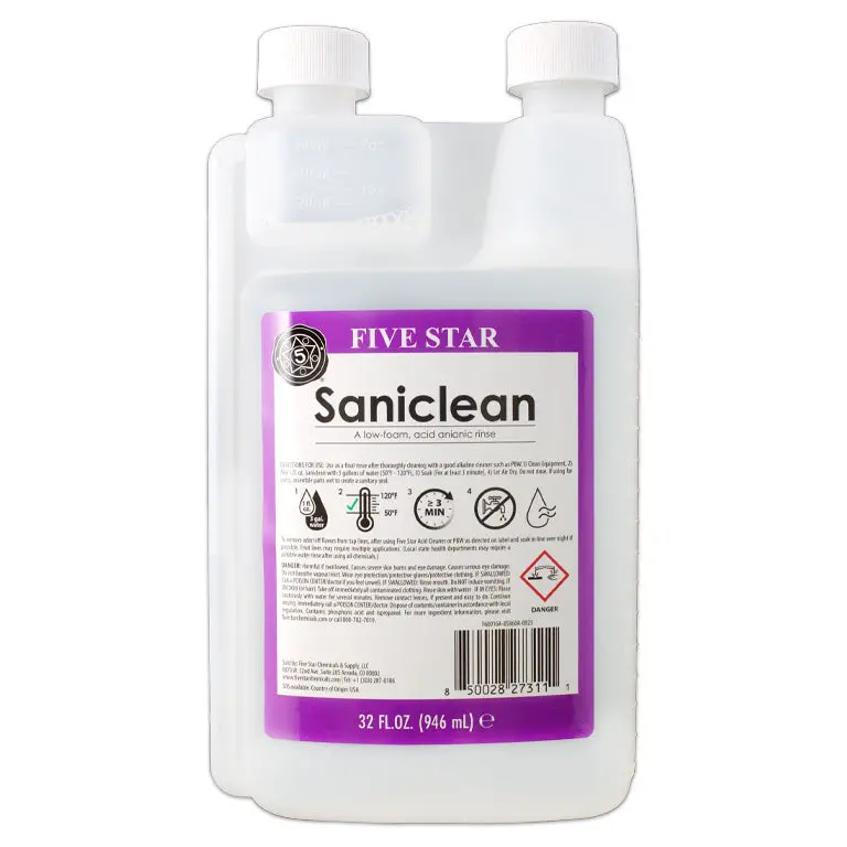 Five Star Saniclean – Non-Foaming Acid Rinse (32 Oz) 1