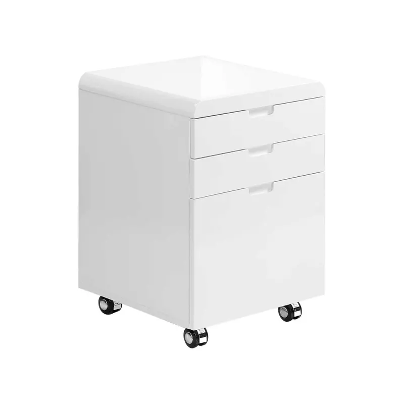 Glossy White Rolling File Cabinet – Monarch Model I7583 1