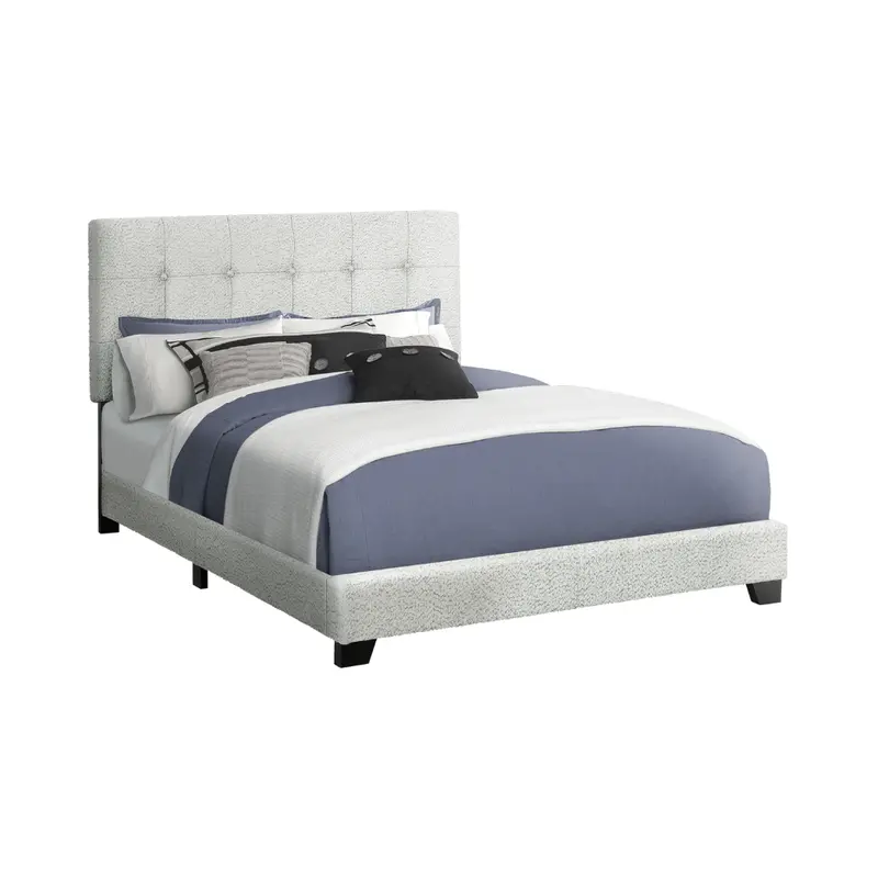 Gray Fabric Queen Platform Bed Base – Monarch Model I5801Q 1