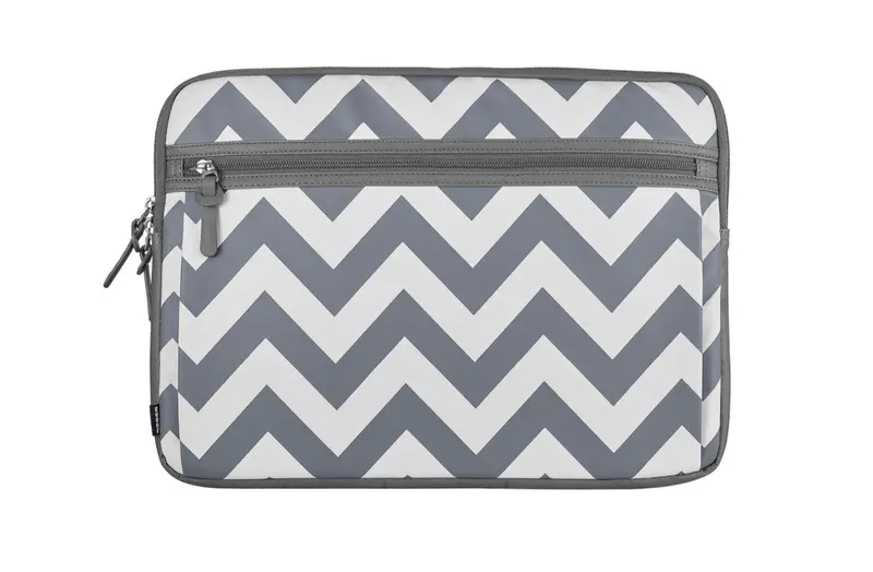 Modal 16-Inch Laptop Sleeve With Chevron Pattern – White And Gray 1