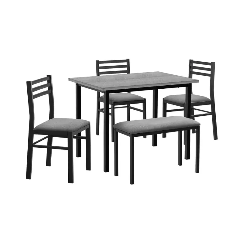 Monarch 5-Piece Dining Set – Grey Tabletop With Black Metal Base, I1037 1