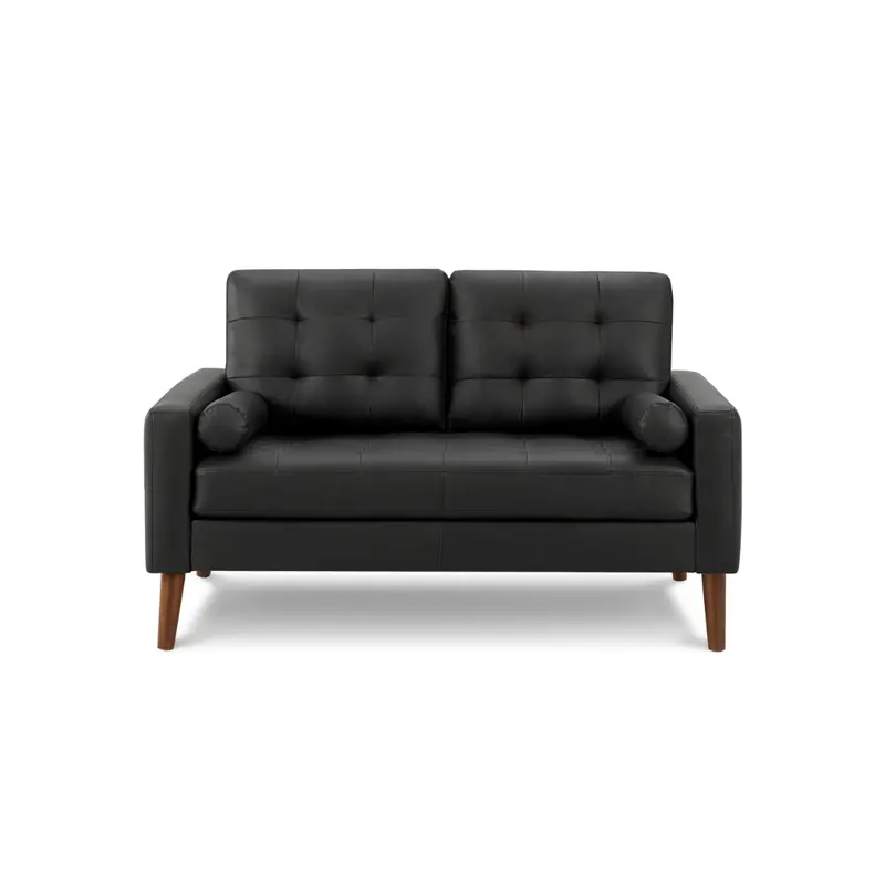 Monarch 58-Inch Two-Cushion Black Pu Leather Loveseat (Ck5A95, 8J12A95) 1
