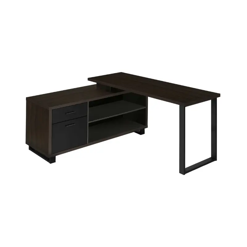 Monarch Espresso-Finish Corner Workstation – Space-Saving L-Shaped Desk 1