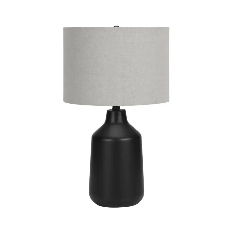 Monarch Table Lamp – Black Concrete Base With Gray Linen Shade (I-9701) 2