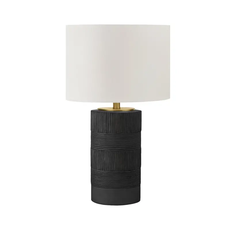 Monarch Table Lamp – Black Concrete Base With Ivory Linen Shade (I-9619) 2