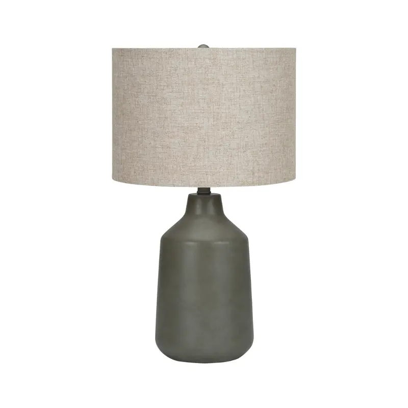 Monarch Table Lamp – Gray Concrete Base With Beige Linen Shade (I-9703) 1
