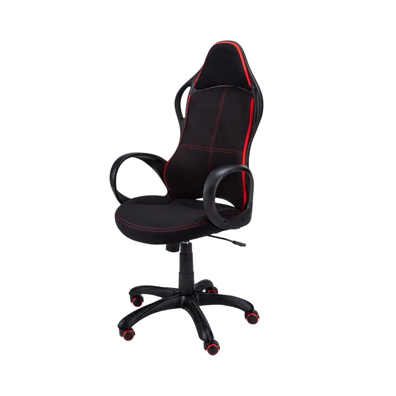 Multi-Position Ergonomic Office Chair – Black Frame With Red Fabric Seat 1