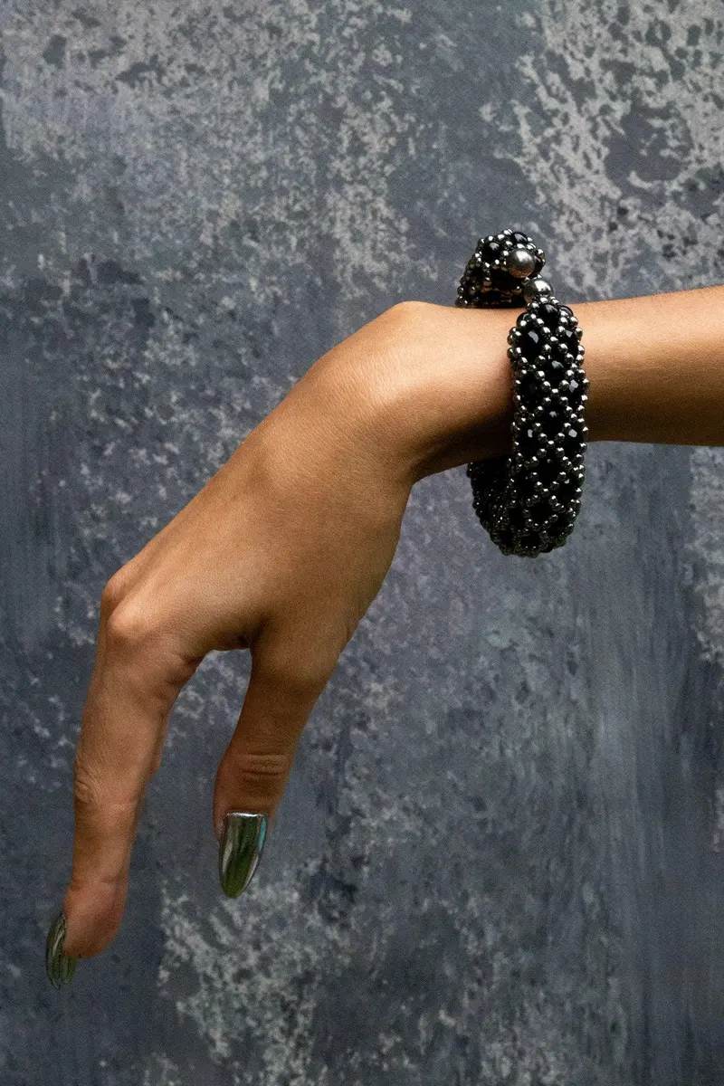 Nyx Cross-Accented Beaded Cuff – Two Color Choices 1