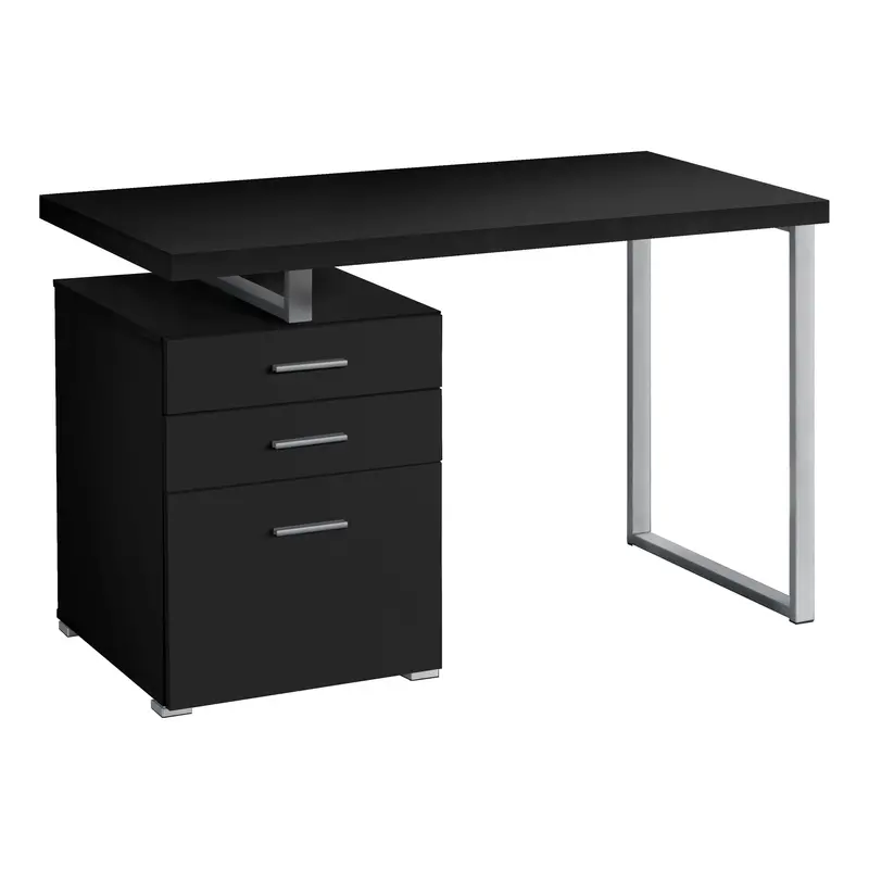 Sleek Black-And-Gray Metal Computer Desk (I7649) 1