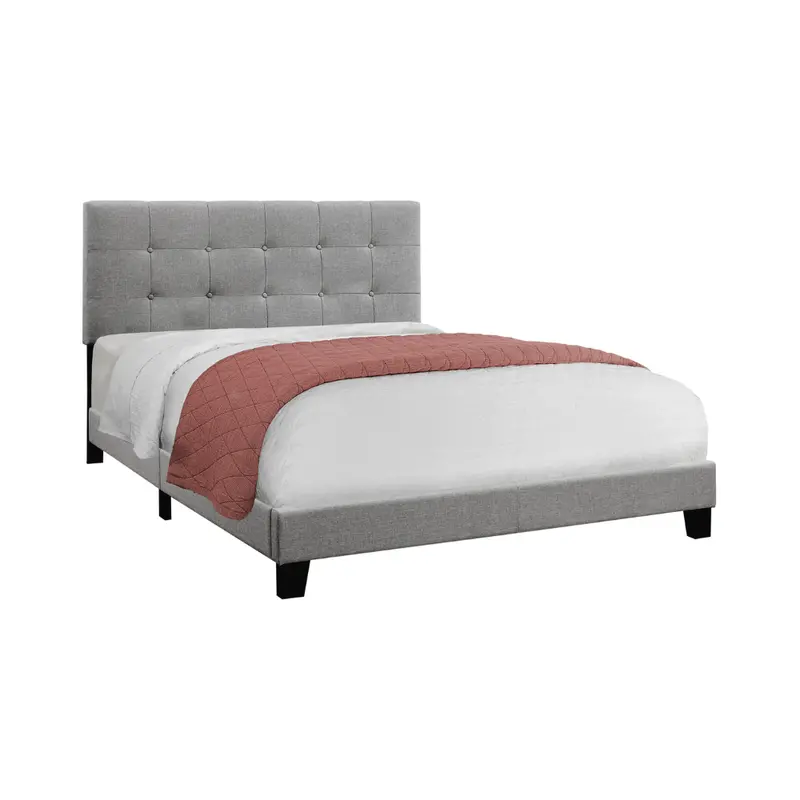 Soft Gray Fabric Queen Bed Foundation – Monarch Model I5920Q 1