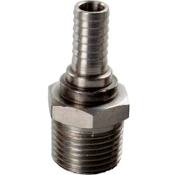 Stainless Steel Male 1/2" Npt To 3/8" Barb Connector 1