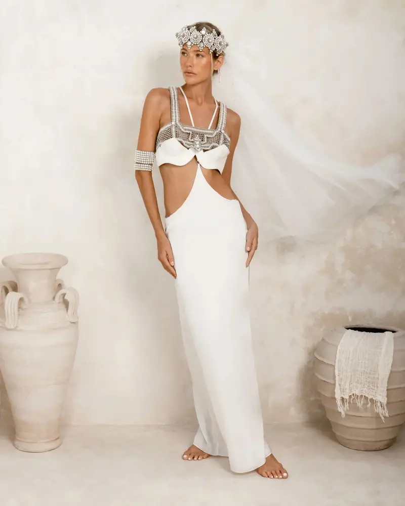 Tamoe White Silk Harness Skirt 1