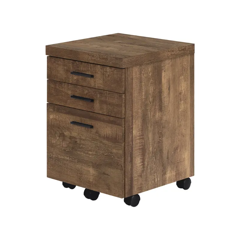 Three-Drawer Brown Faux-Wood File Cabinet – Monarch Model I7400 1