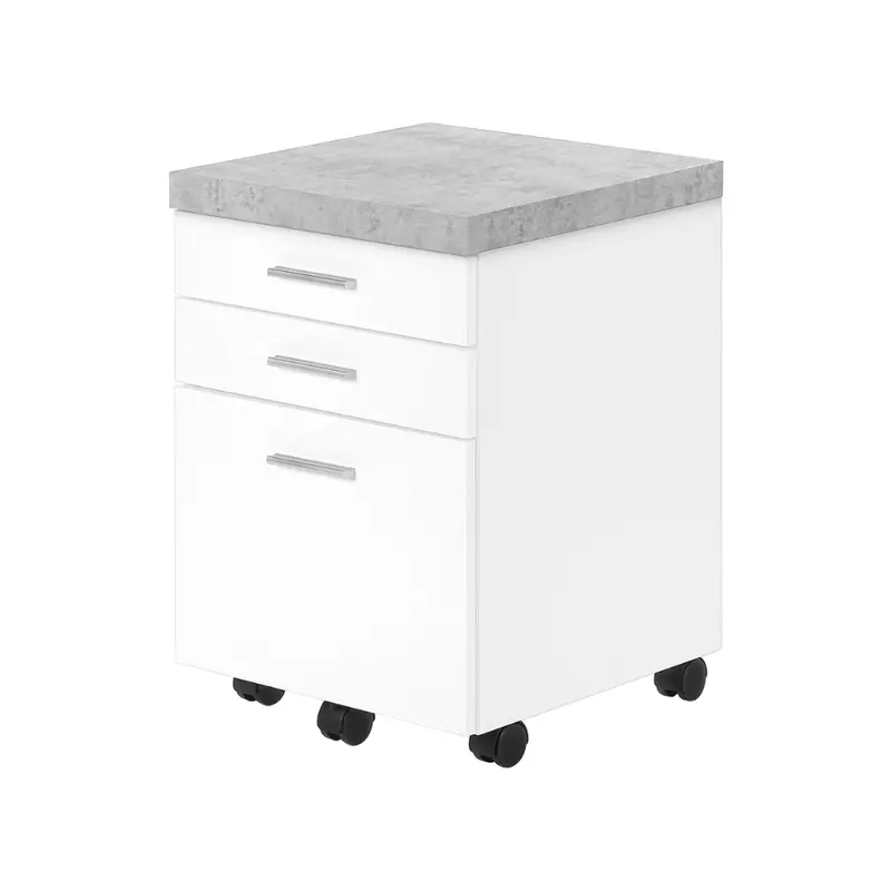 White Cement-Effect Rolling File Cabinet – Monarch Model I7051 1