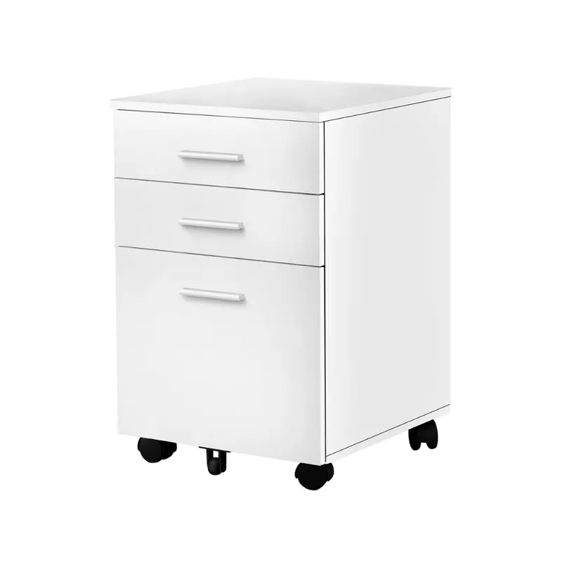 White Rolling Three-Drawer Filing Cabinet – Monarch Model I7780 1