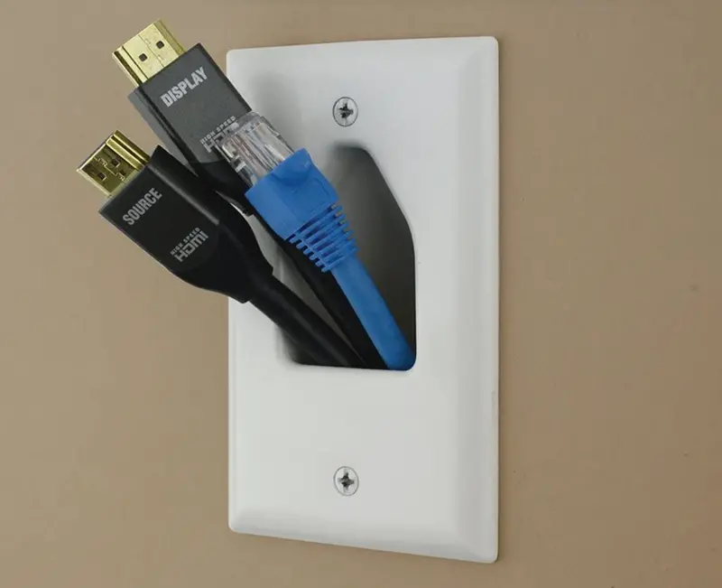 White Tv Cable Management Plate 1
