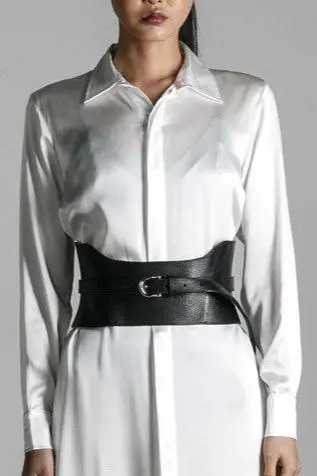 Zheng Structured Corset-Style Leather Waist Belt 1