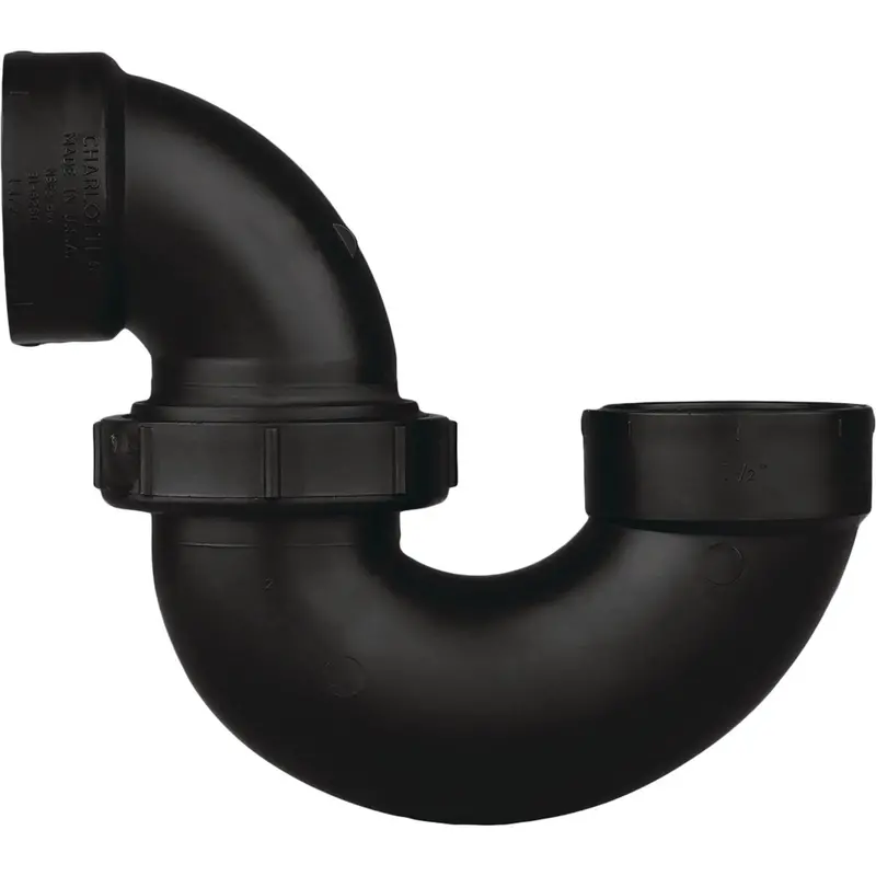 Charlotte Pipe 2-Inch Black Abs P-Trap Featuring Quick-Connect Union Fitting 1