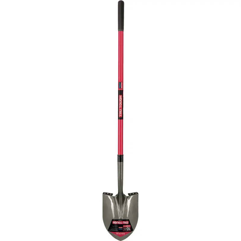 Truper Tru Tough Round Point Shovel – 47-Inch Fiberglass Handle, Durable Steel Blade 1